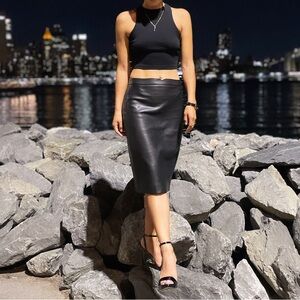 Black Leather Pencil Skirt